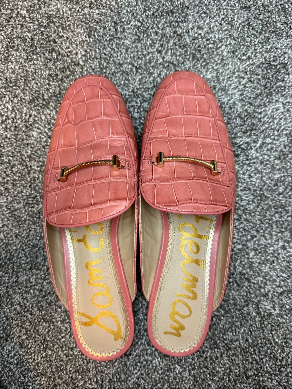Sam Edelman coral backless leather loafers size 7